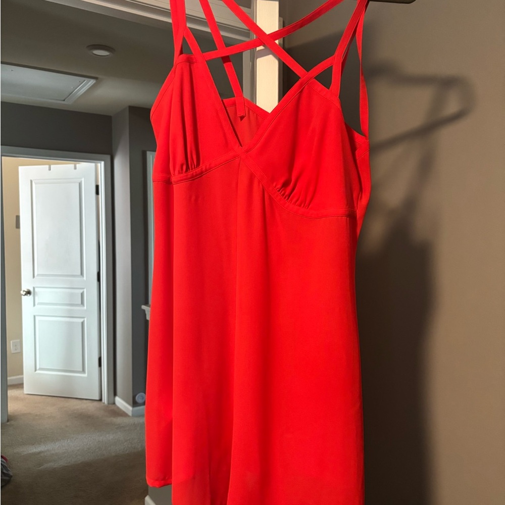 Red Strappy V-Neck One Piece Short Set